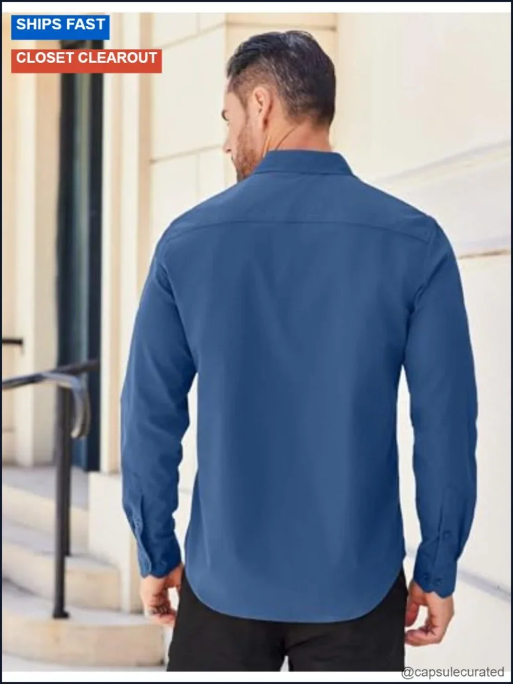 Men's Long Sleeve Casual Button Down Shirt Regular Fit Stretchable Polyester